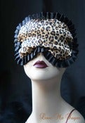 Image of "Marceline" satin sleep mask in leopard print with black trim