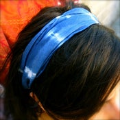 Image of Deep Sea Blue Silk Head Scarf