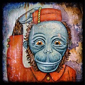 Image of "Fez Monkey 1 Red" <br> Sizes: 4x4", 6x6" & 8x8" 