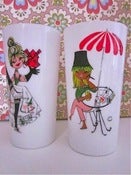 Image of Ohh la la, French 1970s Porcelain Souvenir Glasses/Vases