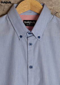 Image of Blue Stripe Contrast Shirt