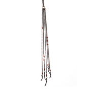 Image of oxidized silver & coral tassel chain w/ 14k jump-ring & five branches on 18" cable-chain (P21sil18)