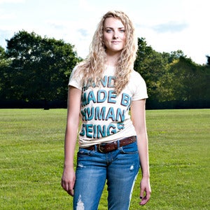 Image of Women's- HAND MADE BY HUMANS | 100% cotton creme American Apparel tee shirt