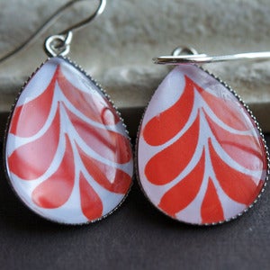 Image of Foliage Earrings in Silver available in orange and yellow
