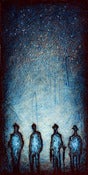 Image of "Solo Human Shadows Blue" <br> Size: 12x6" <br> 2nd photo shows size