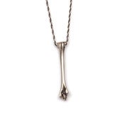 Image of silver femur bone on 18" rope chain (P01sil18)