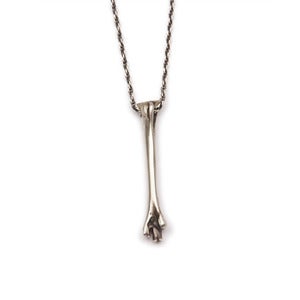 Image of silver femur bone on 18" rope chain (P01sil18)