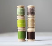 Image of Japanese Washi Tape EARTH TONE GRID Assortment with wooden spools