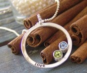 Image of Gem stone eternity ring... hand stamped fine and sterling silver gem stone necklace