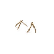 Image of 14k gold small double branch stud earrings (E0214k)