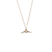 Image of 14k gold tiny caudal vertebrae on 18” fine cable chain (P0714k18)