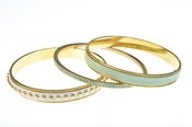 Image of Leather Bangle Set-Seafoam