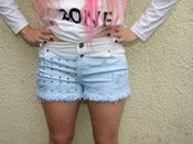 Image of 'China Blue' Distressed Shorts
