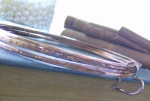 Image of pure copper rustic hand stamped bangle set