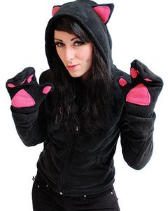 Image of Darkside Bright Pink Paw Kitty Hoody