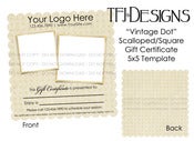Image of "Vintage Dot" Square Scalloped GIFT CERTIFICATE Template - NEW - Millers WHCC