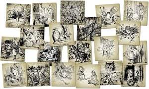 Image of Alice in Wonderland: 20x 5x5 Prints Tenniel and Rackham
