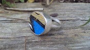 Image of chunky silver ring blue n black