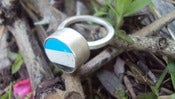Image of chunky silver ring blue /grey/white