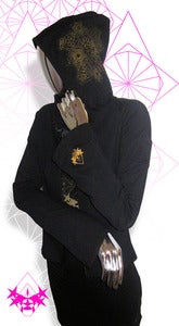Image of Fitted Bell Sleeve Regian Zip Hoody - Black