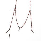 Image of 24” handmade coral & oxidized silver chain w/ oxidized silver branches & one single (P23sil24)