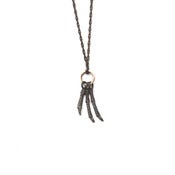 Image of three oxidized silver branches & 14k jump-ring on 18” oxidized silver rope-chain (P17sil14k18)