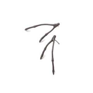 Image of oxidized silver double branch stud (E07sil)