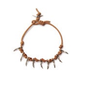 Image of 9 small silver branches on 7” wax-coated cotton bracelet w/ silver caudal closure (B059sil7)