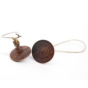 Image of Wooden SpinningTop earrings - long loop