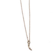 Image of 14k gold small single branch on 18” fine cable chain (P0514k18)