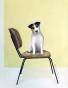 Image of Jack Russell on mid century chair