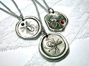 Image of Spider wax seal Necklace with Crystal of your choice
