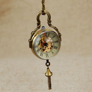 Image of Victorian Glass Ball Wind-Up Watch Necklace