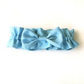 Image of Elegant Bow Garter in pale blue vintage ribbon