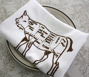 Image of butcher's diagram of a cow floursack towels 