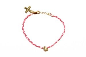 Image of HOLLENBECK SKULL BRACELET - PINK/WHITE (SILVER/GOLD)