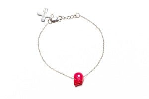 Image of HUGO SKULL BRACELET - PINK (SILVER/GOLD)