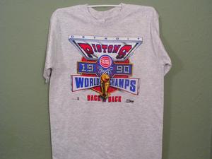 Image of DEADSTOCK VINTAGE PISTONS "BACK TO BACK CHAMPIONSHIP" T SHIRT 89' 90'