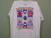 Image of DEADSTOCK VINTAGE 1993 EASTERN CONFERENCE FINALS "TICKETS" T SHIRT BULLS KNICKS