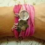 Image of Hand Dyed Silk Wrapped Bracelet