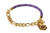 Image of BIG SKULL CORD X CHAIN BRACELET - PURPLE