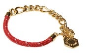 Image of BIG SKULL CORD X CHAIN BRACELET - RED