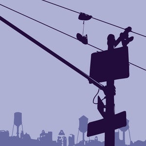 Image of shoes on a wire