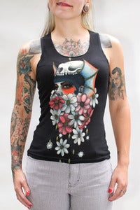 Image of Dahlias Racerback Tank in Black - Womens