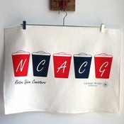 Image of Navy + Red Retro Spice Canisters Tea Towel