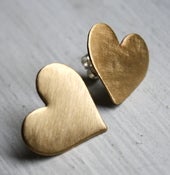 Image of Large Brass Heart Studs
