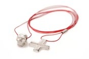 Image of SKULL MINI CORD ESCAP NECKLACE - RED (SILVER/GOLD)