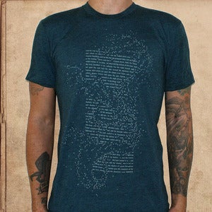 Image of Silence - poe - 50/50 black aqua - discharge ink - unisex  only L/2X left