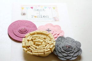Image of Felt Posie Cluster - Blush and Bashful