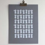 Mini Moka silkscreen print - ltd edition white on dove grey